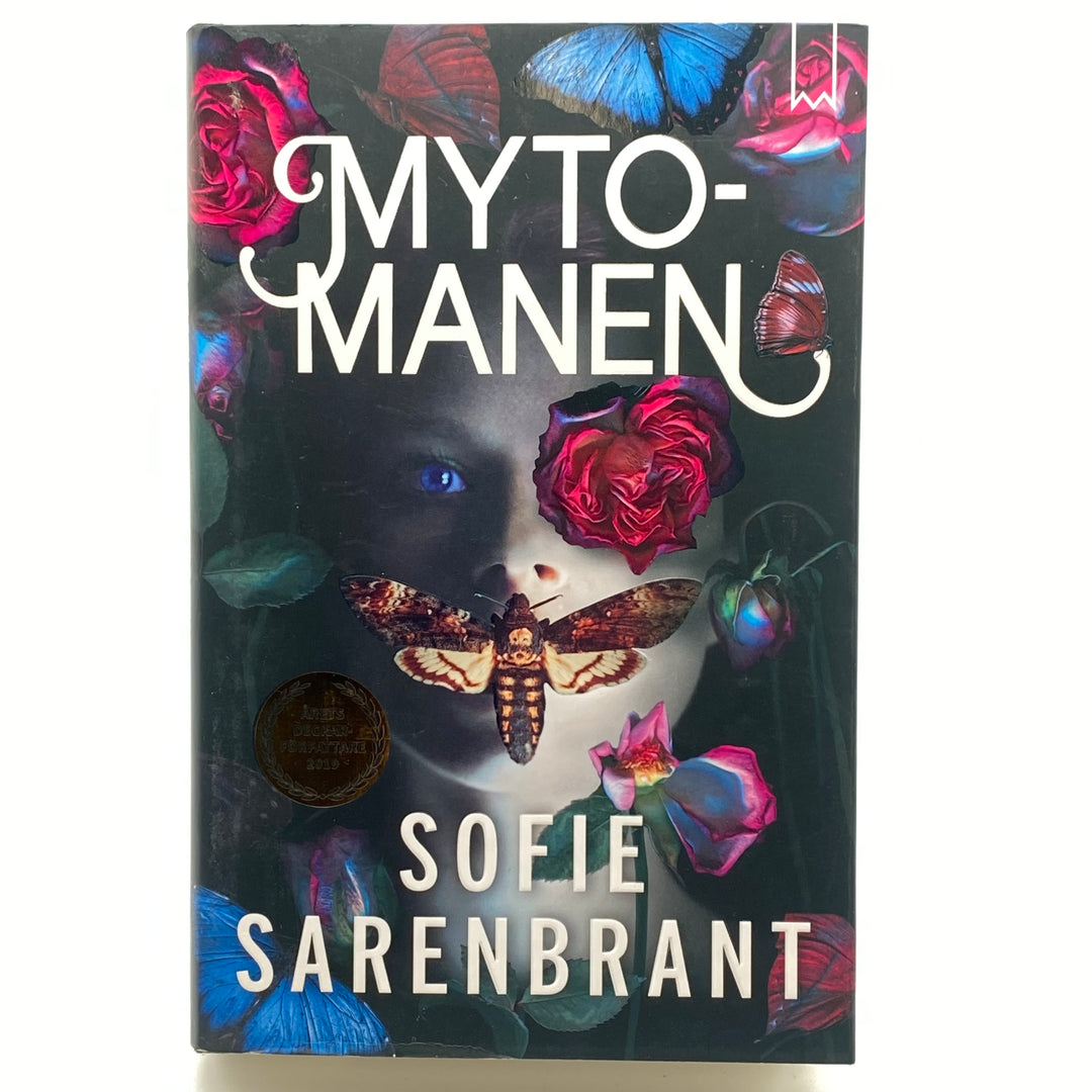 Sofie Sarenbrant "Mytomanen" Mörkt omslag med fjärilar