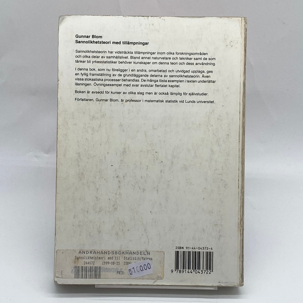 Klassisk bok i sannolikhetsteori av Gunnar Blom - Homy Secondhand Online