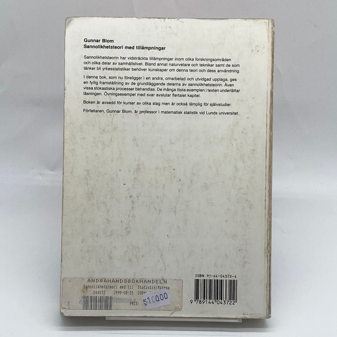 Klassisk bok i sannolikhetsteori av Gunnar Blom - Homy Secondhand Online