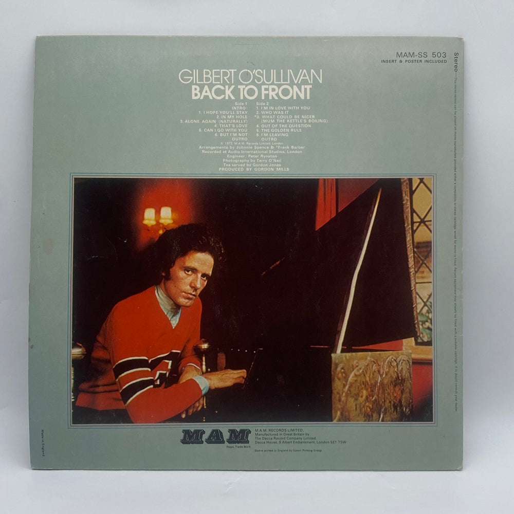 Vintage Gilbert O'Sullivan vinylskiva Back to Front - Homy Secondhand Online