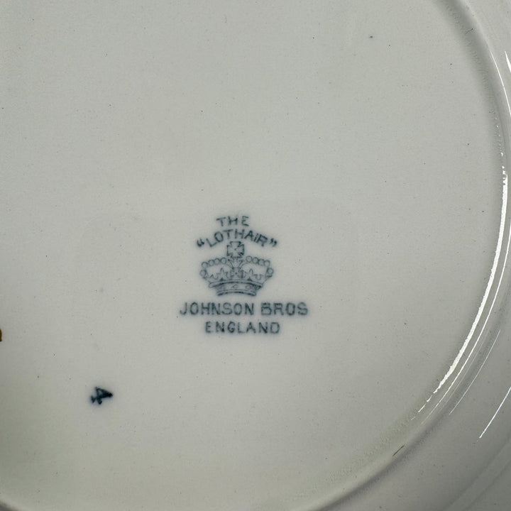 Set med 4 Antika Blomster Tallrikar med Guldkant från Johnson Bros, England - Homy Secondhand Online