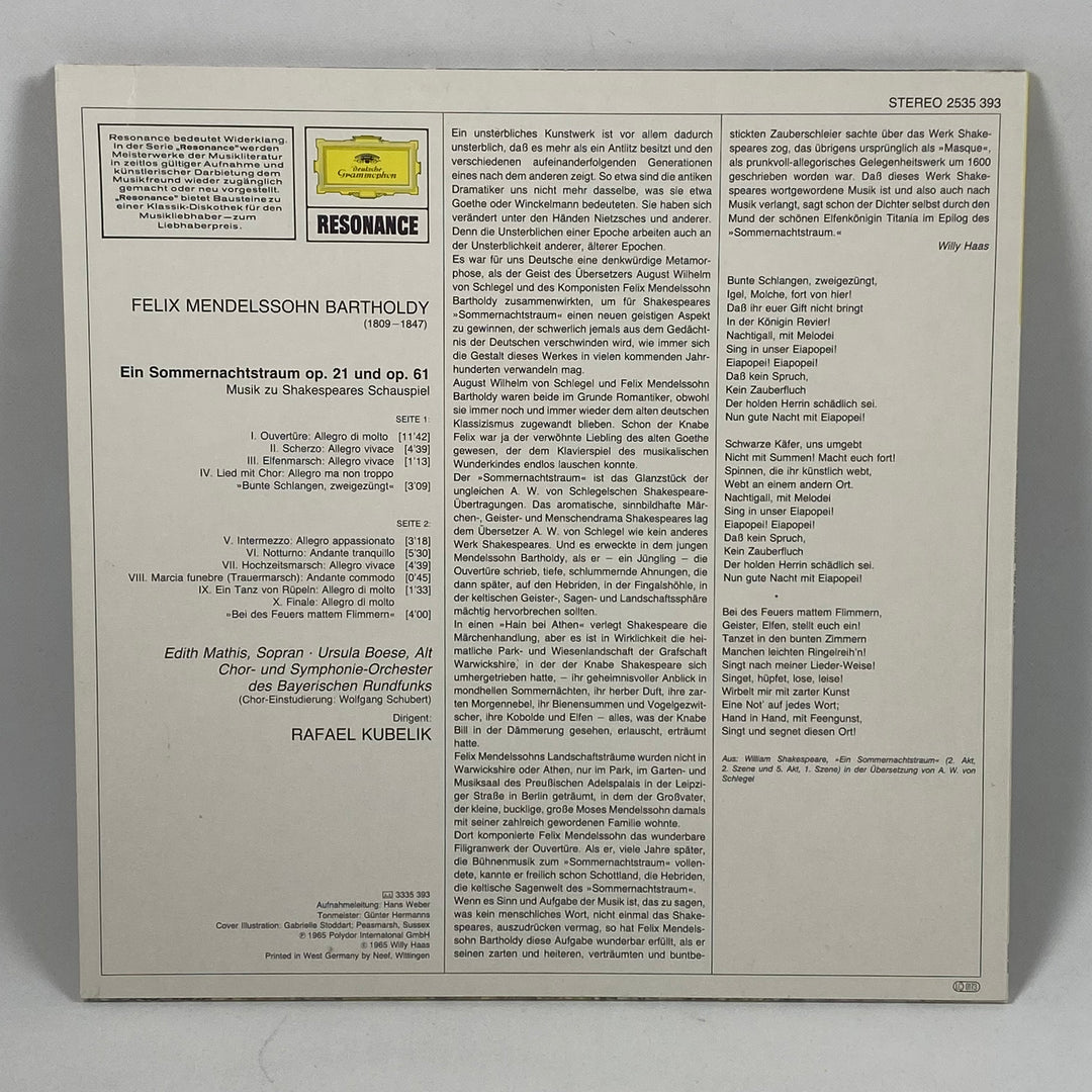 Vinyl "Ein Sommernachtstraum" Deutsche Grammophon Retro