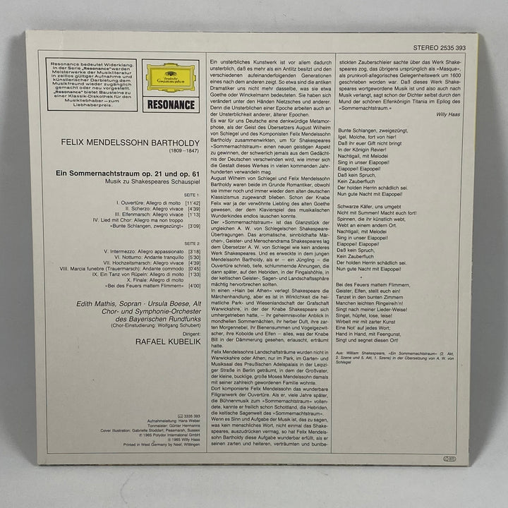Vinyl "Ein Sommernachtstraum" Deutsche Grammophon Retro