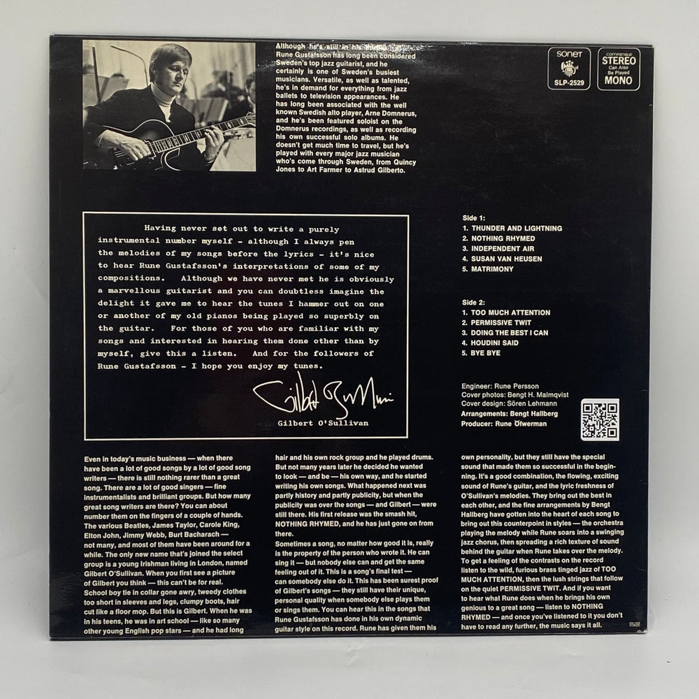 Rune Gustafsson spelar Gilbert O'Sullivan Vinyl - Homy Secondhand Online
