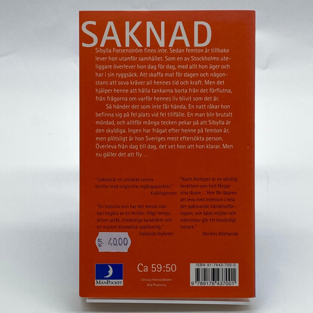 Saknad av Karin Alvtegen prisbelönt kriminalroman - Homy Secondhand Online