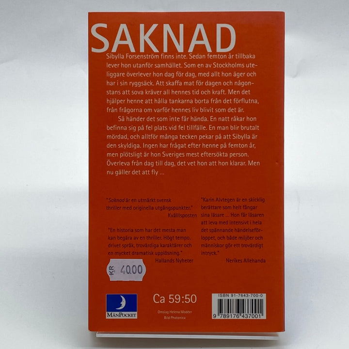 Saknad av Karin Alvtegen prisbelönt kriminalroman - Homy Secondhand Online