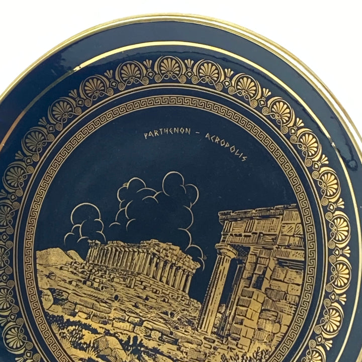 Handgjord Parthenon-platta i keramik och guld