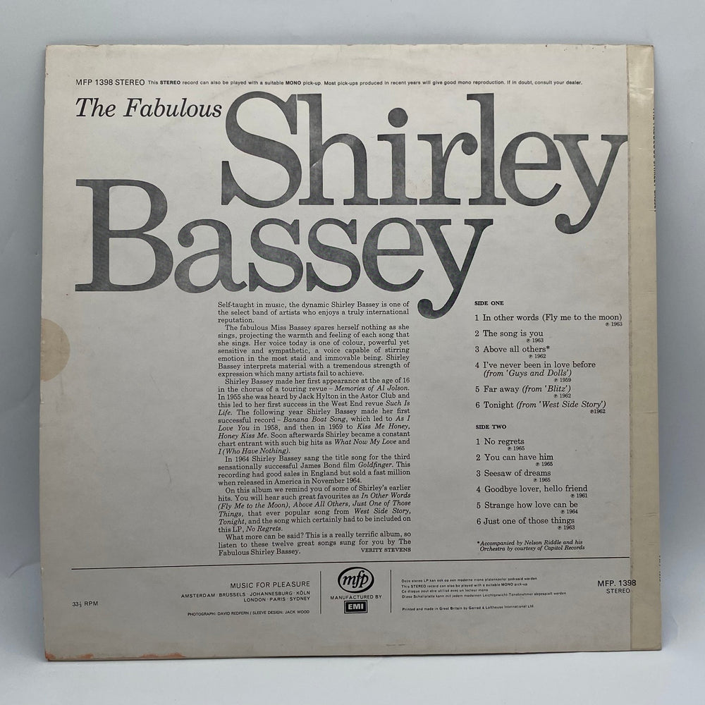 Shirley Bassey vinylskiva "The Fabulous" vintage - Homy Secondhand Online