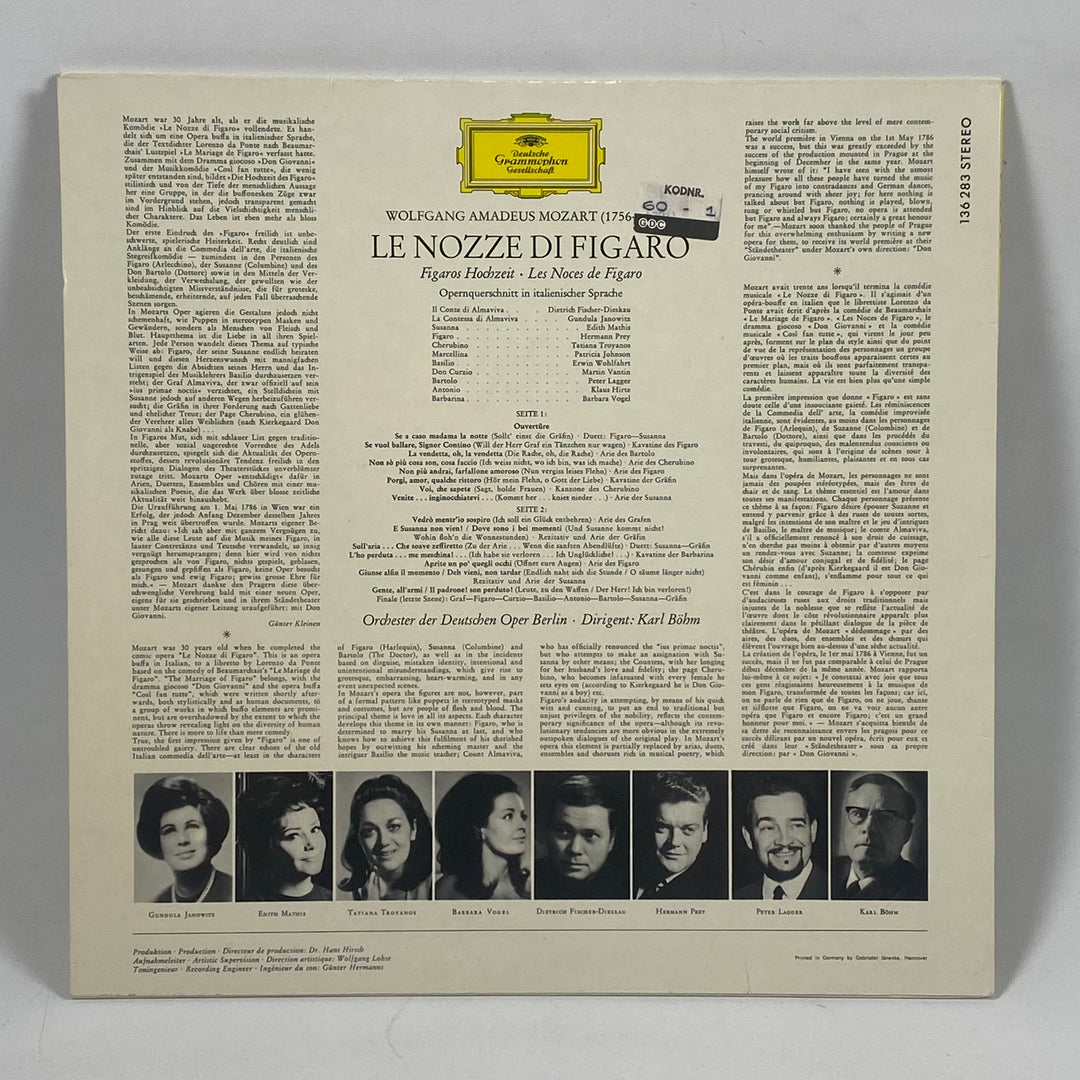 Vinylskiva Mozart Le Nozze di Figaro Retro