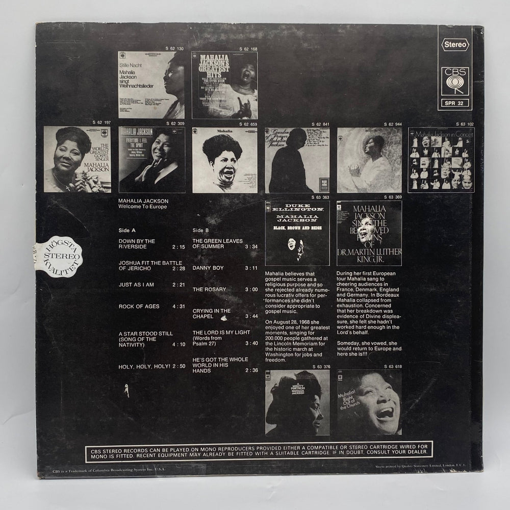 Mahalia Jackson Vinylskiva Welcome To Europe - Homy Secondhand Online