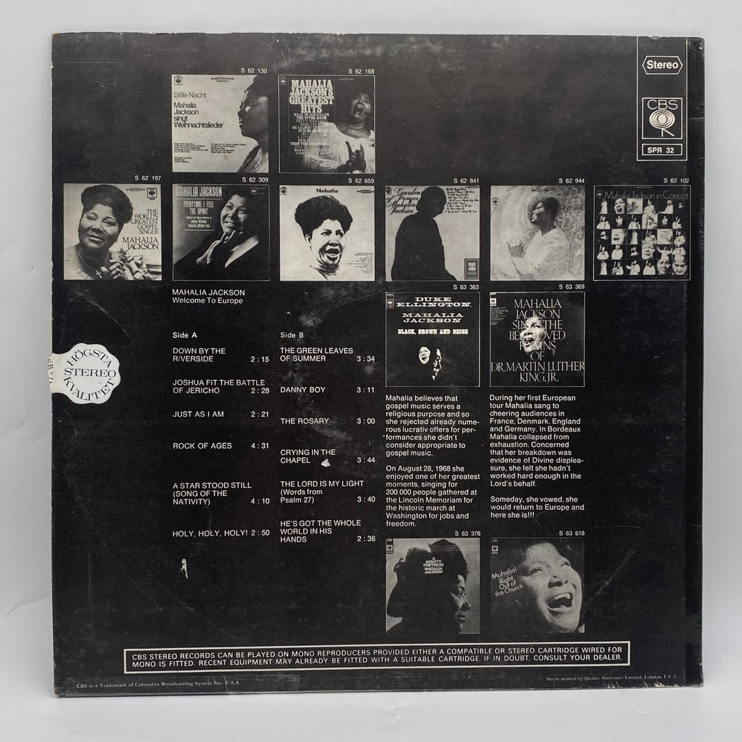 Mahalia Jackson Vinylskiva Welcome To Europe - Homy Secondhand Online