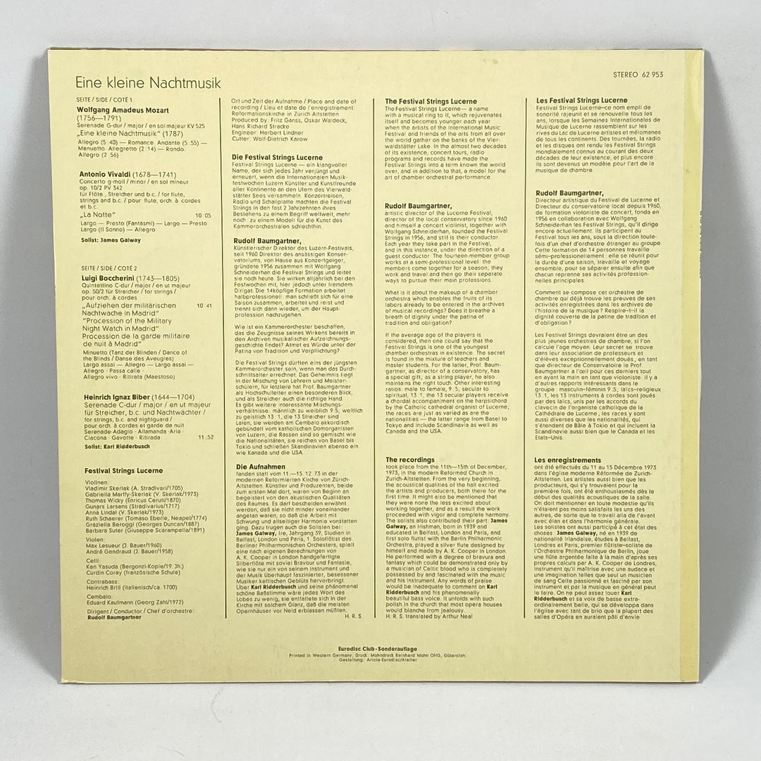 Mozart vinyl Eine kleine Nachtmusik klassisk retro