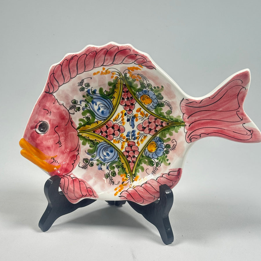 Handmålad Keramik Fisk Fat Med Färgglad Design