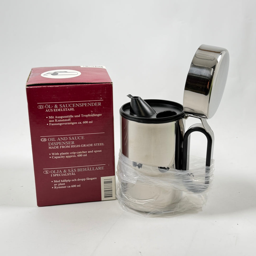 Elegant olje- och såsdispenser i rostfritt stål