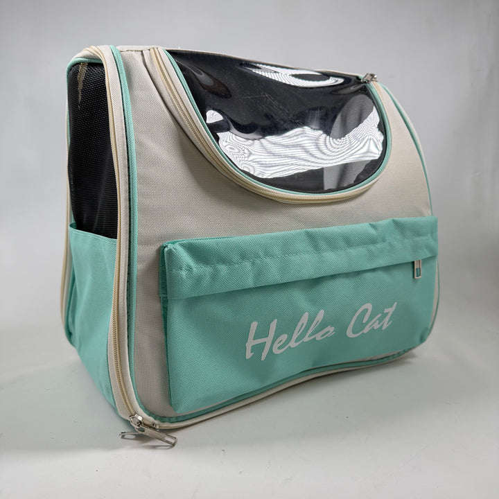 Praktisk kattbärare med nät, mycket gott skick