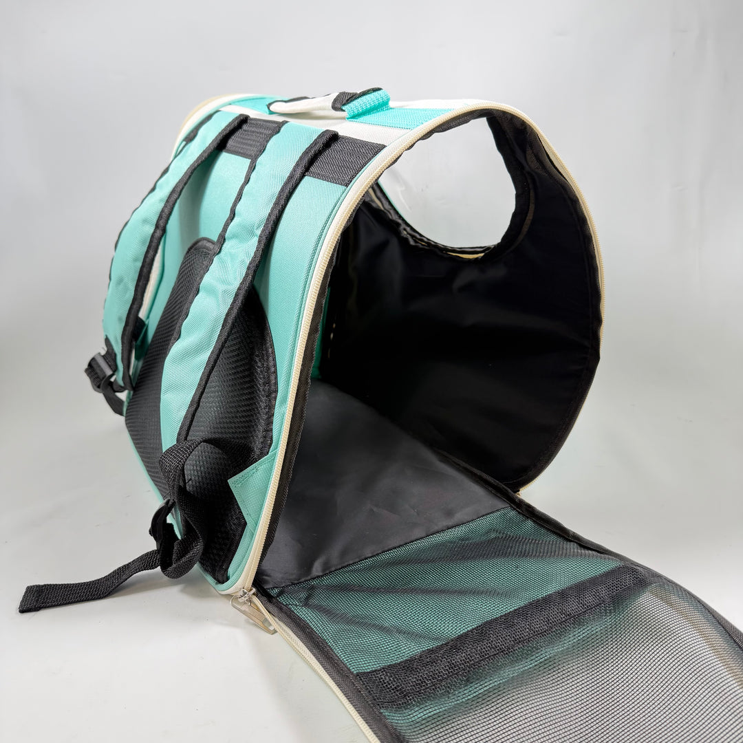 Praktisk kattbärare med nät, mycket gott skick