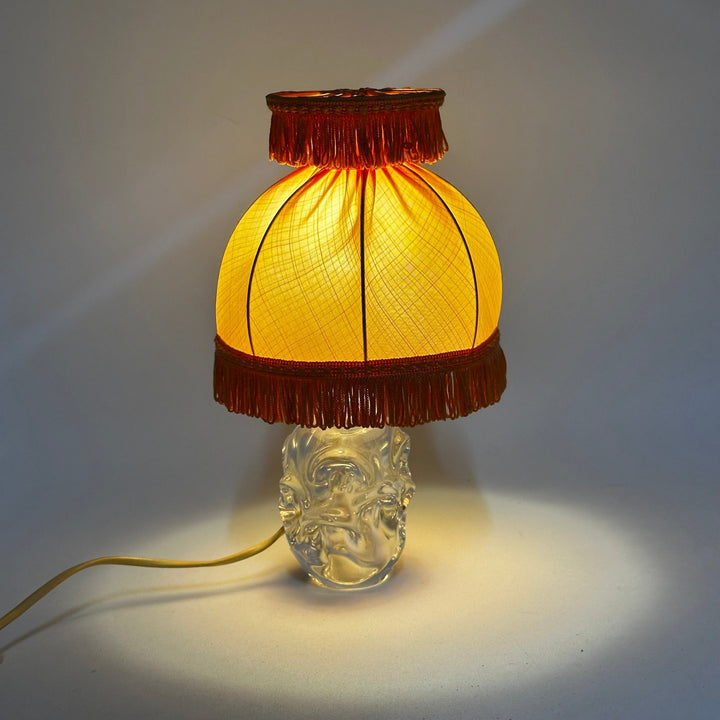 Vintage bordslampa med lejonfot i glas - Homy Secondhand Online