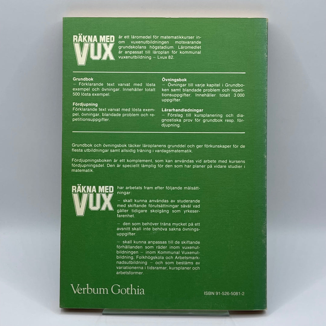 Räkna med VUX matematikbok för vuxna