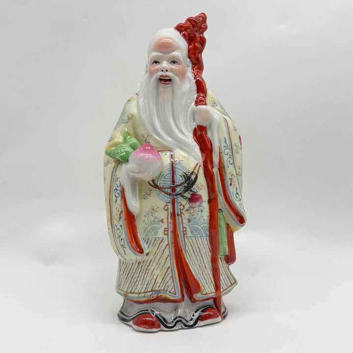 Retro handmålad asiatisk porslinsfigur vis man