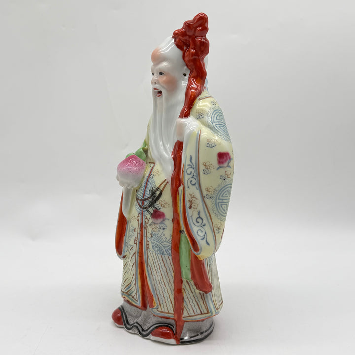 Retro handmålad asiatisk porslinsfigur vis man