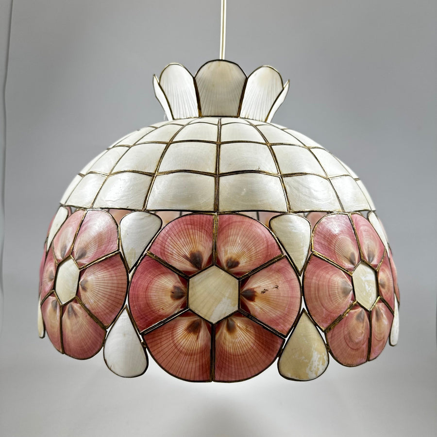 Retro taklampa i glasmosaik, blomdesign - Homy Secondhand Online