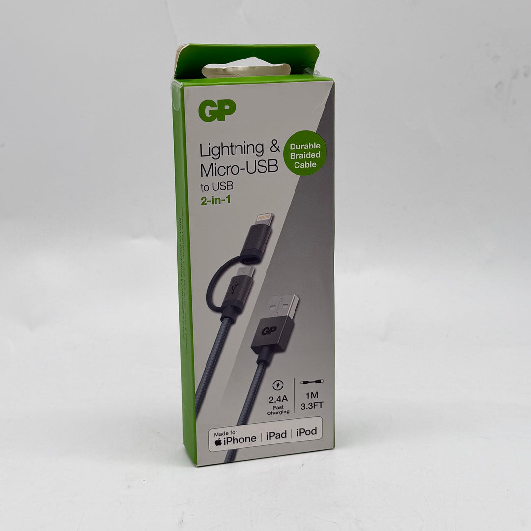 GP 2-i-1 Laddningskabel Nylon & Aluminium
