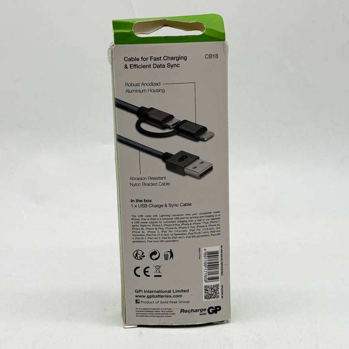 GP 2-i-1 Laddningskabel Nylon & Aluminium
