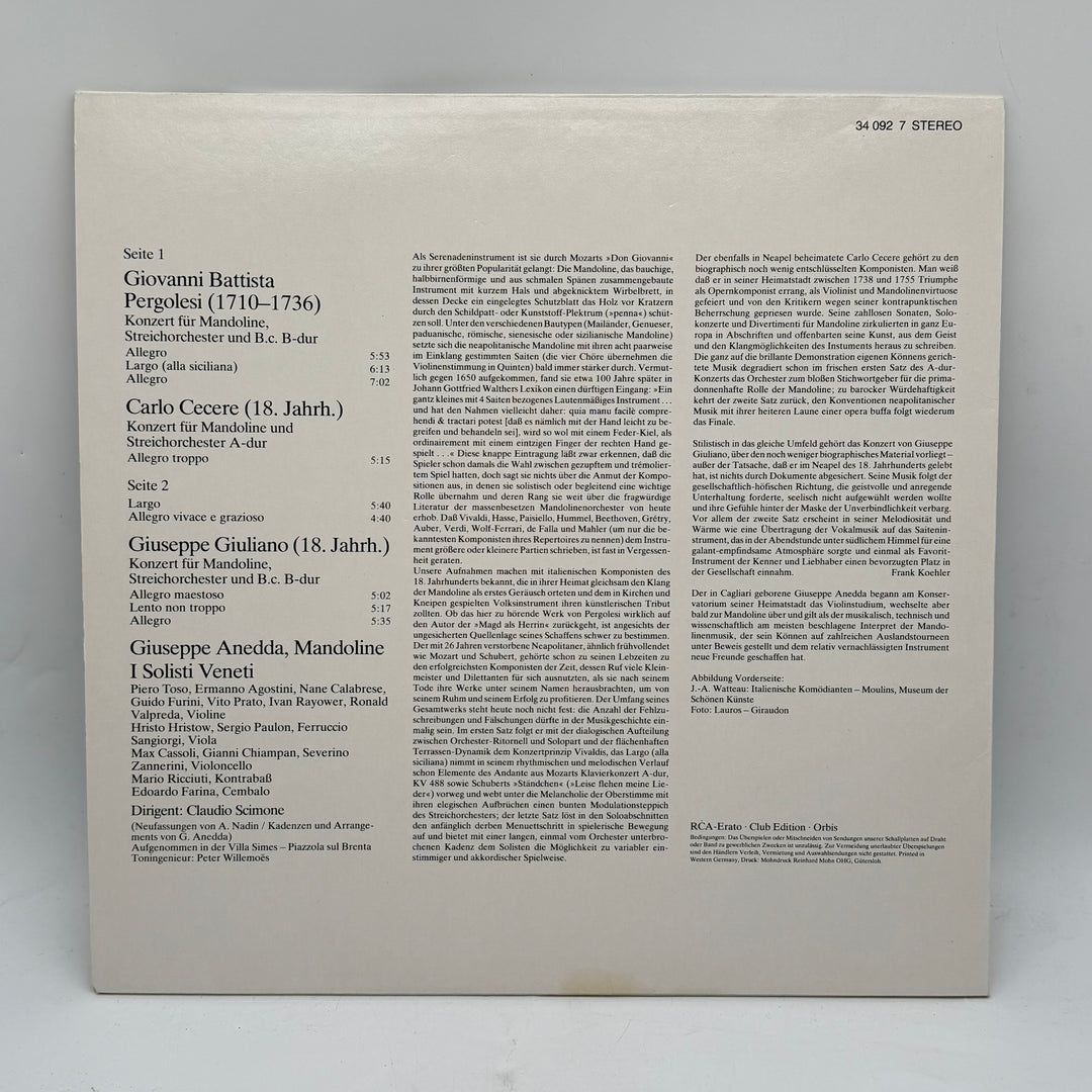 Vintage RCA Vinyl Drei Mandolinenkonzerte Retro