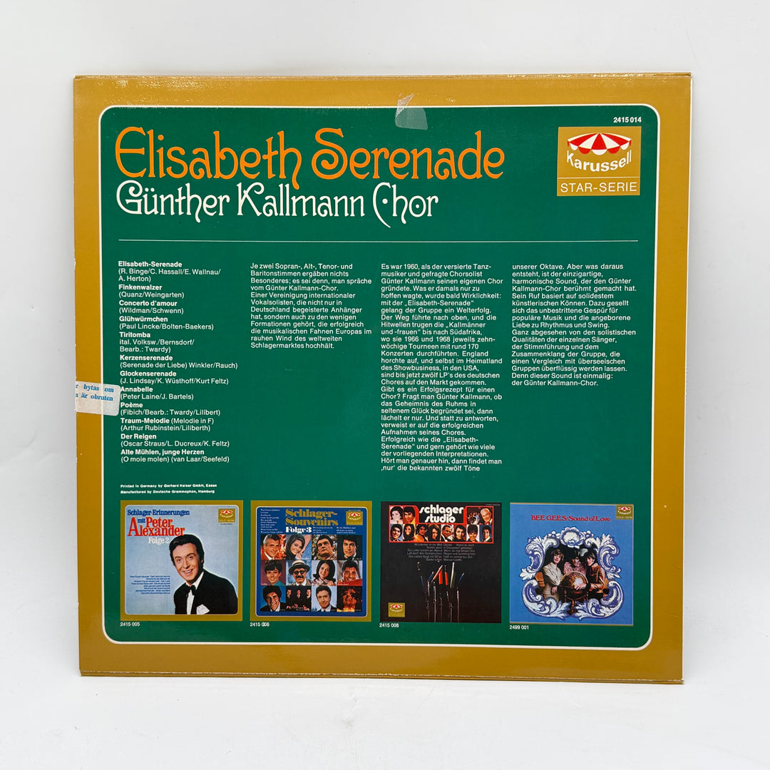 Retro vinyl Elisabeth Serenade Günther Kallmann Chor