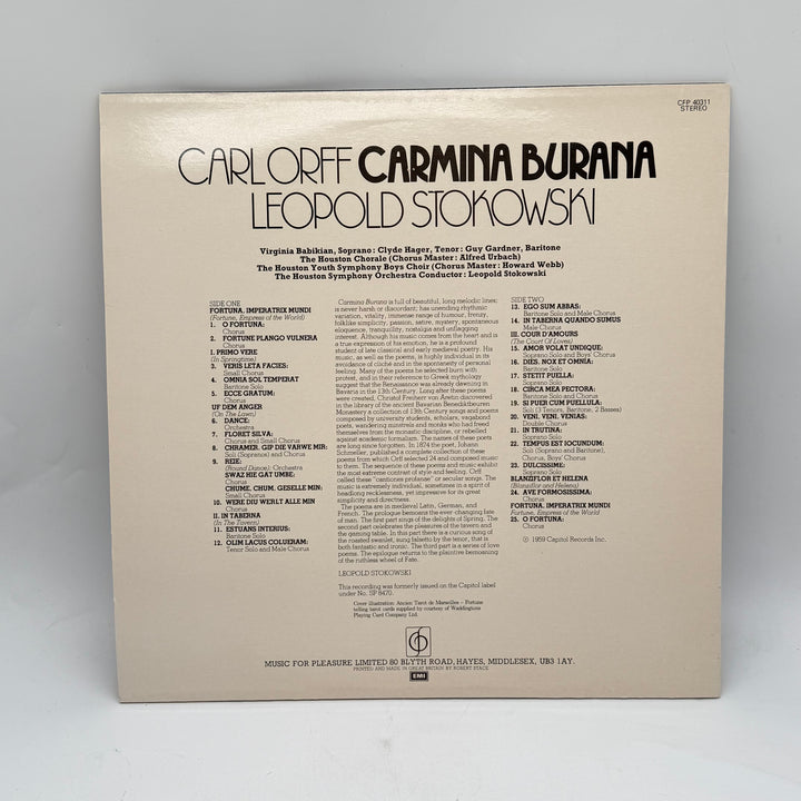 Carmina Burana vinyl Leopold Stokowski retro