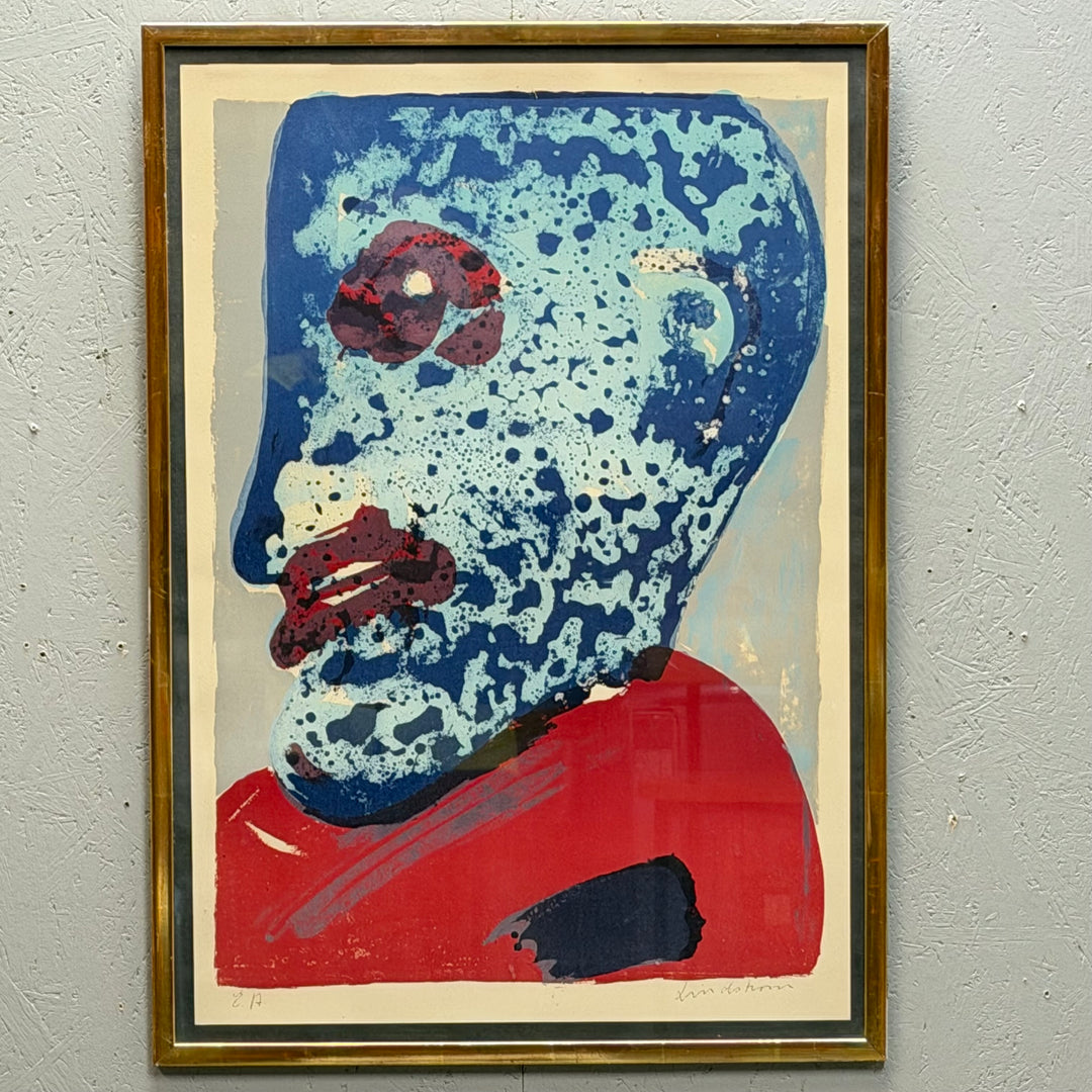 Bengt Lindström grafiskt blad abstrakt porträtt retro