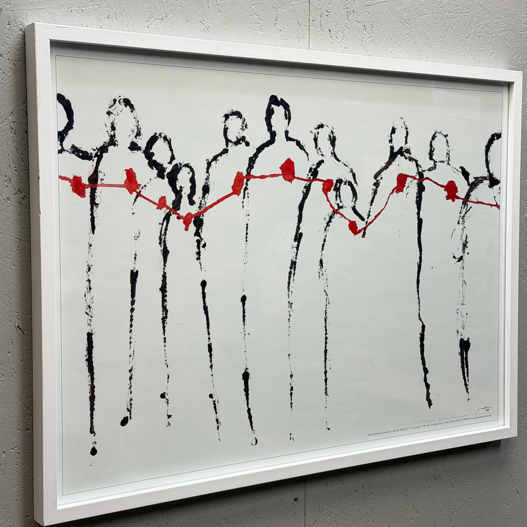 Jan Nordström konstgrafik i vit ram