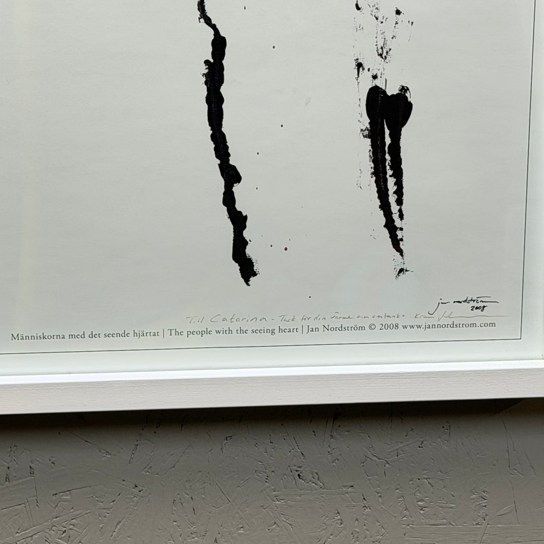 Jan Nordström konstgrafik i vit ram