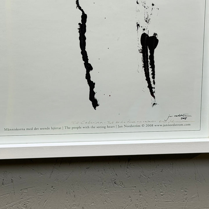 Jan Nordström konstgrafik i vit ram