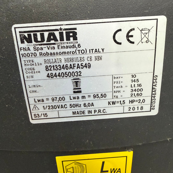 Herkules Nuair kompressor 16L 2 hk begagnad