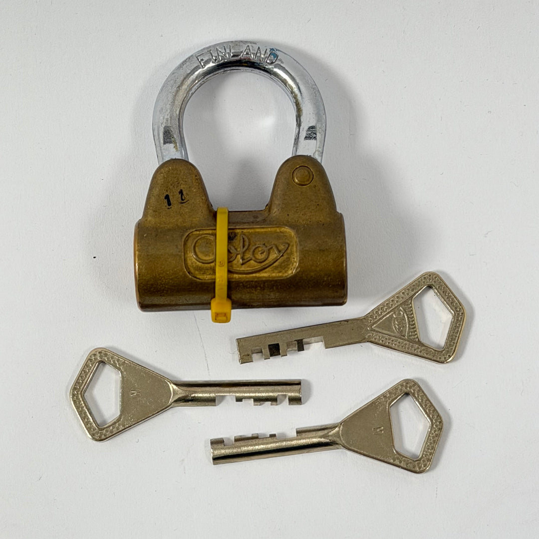Abloy mässingshänglås med tre nycklar