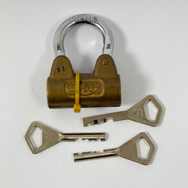 Abloy mässingshänglås med tre nycklar