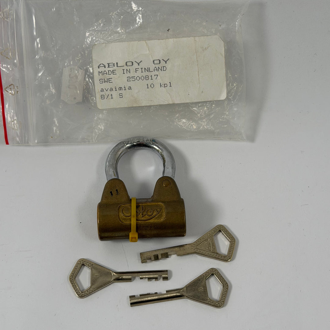 Abloy mässingshänglås med tre nycklar