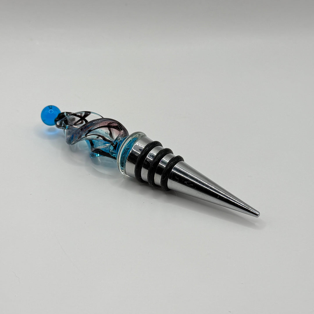 Glasflaskpropp med blå fisk, elegant design