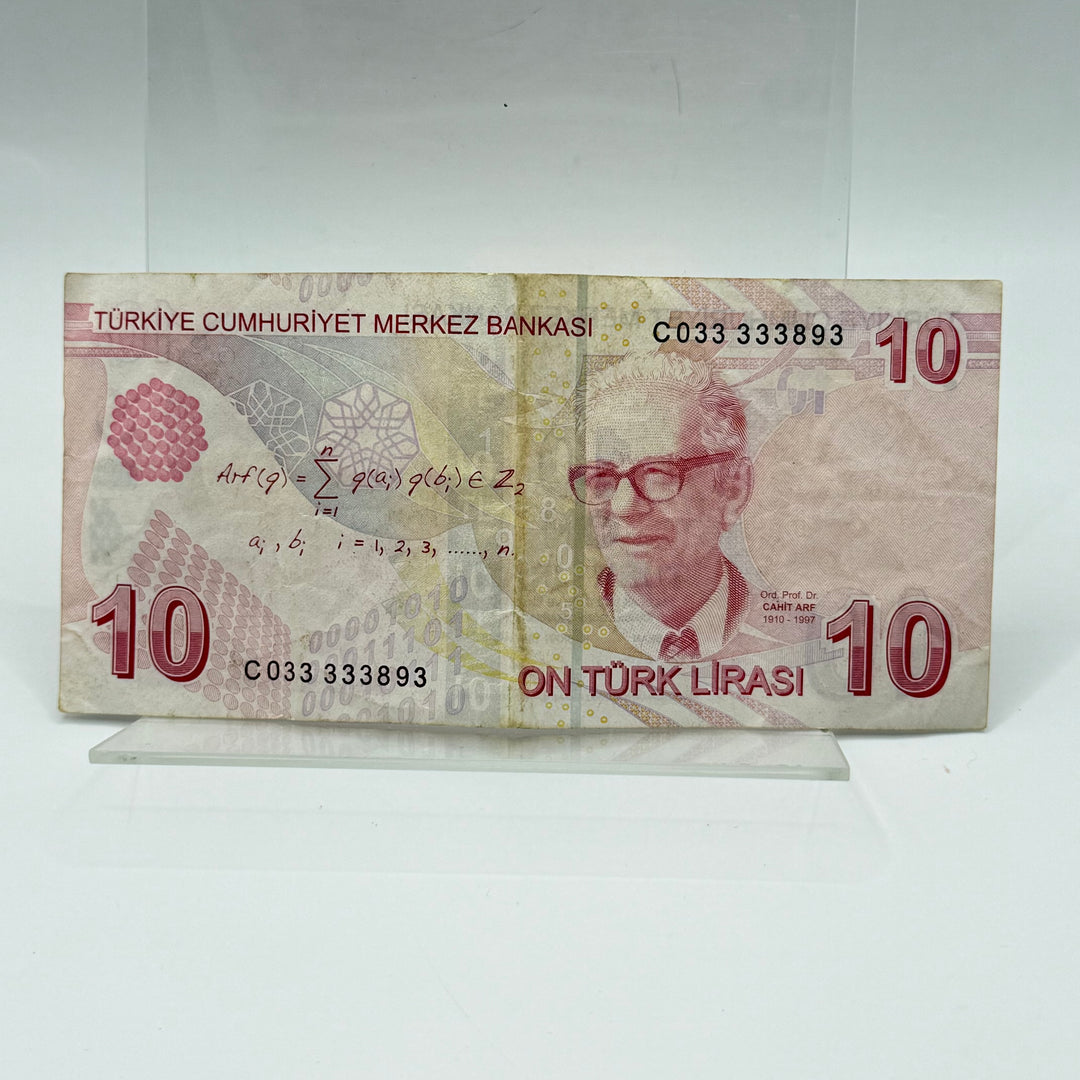 Samlarvänlig tio turkiska lira sedel papper