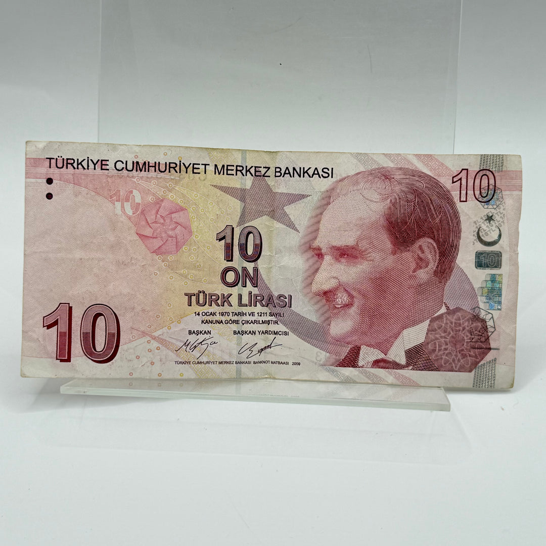 Samlarvänlig tio turkiska lira sedel papper