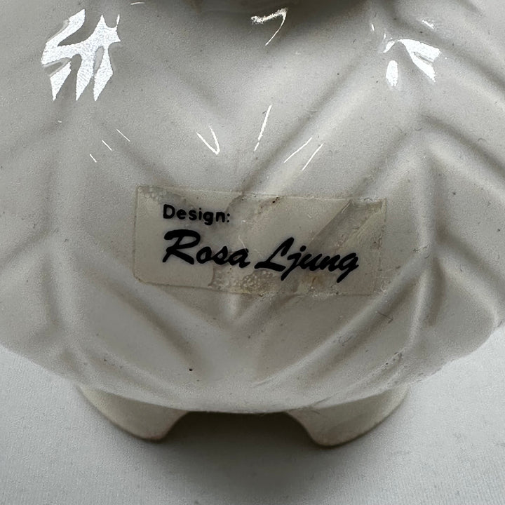Vit keramikburk med lock Rosa Ljung