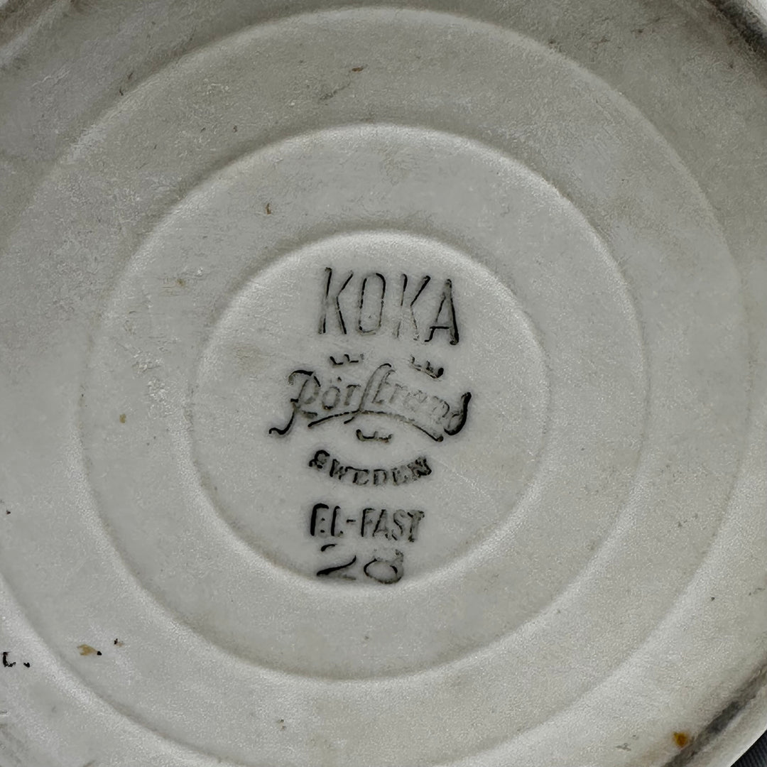 Retro keramikkanna med blått bladmönster-Rörstrand koka