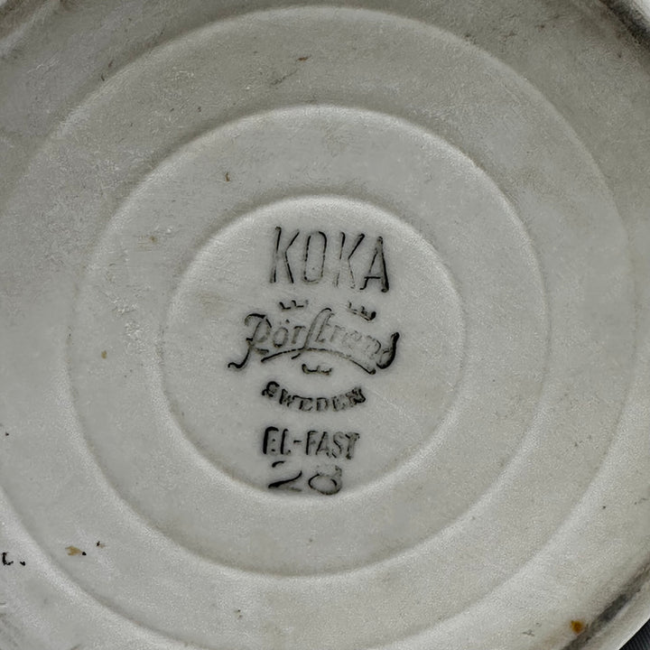 Retro keramikkanna med blått bladmönster-Rörstrand koka