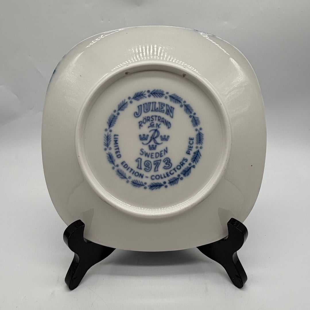 Rörstrand samlartallrik Julen 1973 blåvit retro
