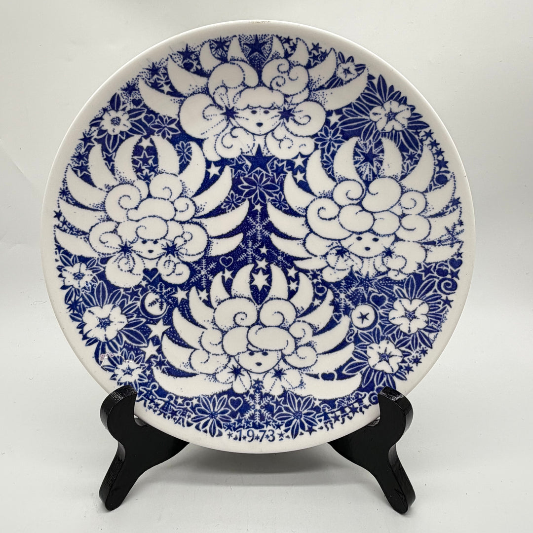 Gustavsberg Jultallrik Retro 1973 Blåvit