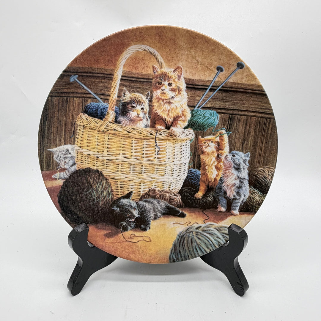 Retro samlartallrik kattmotiv porslin Bradex 1992