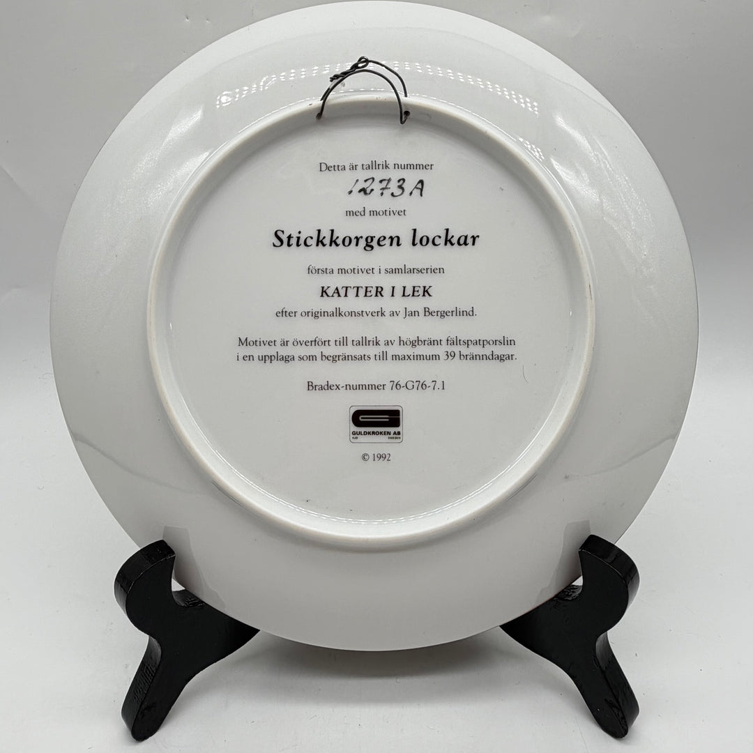 Retro samlartallrik kattmotiv porslin Bradex 1992