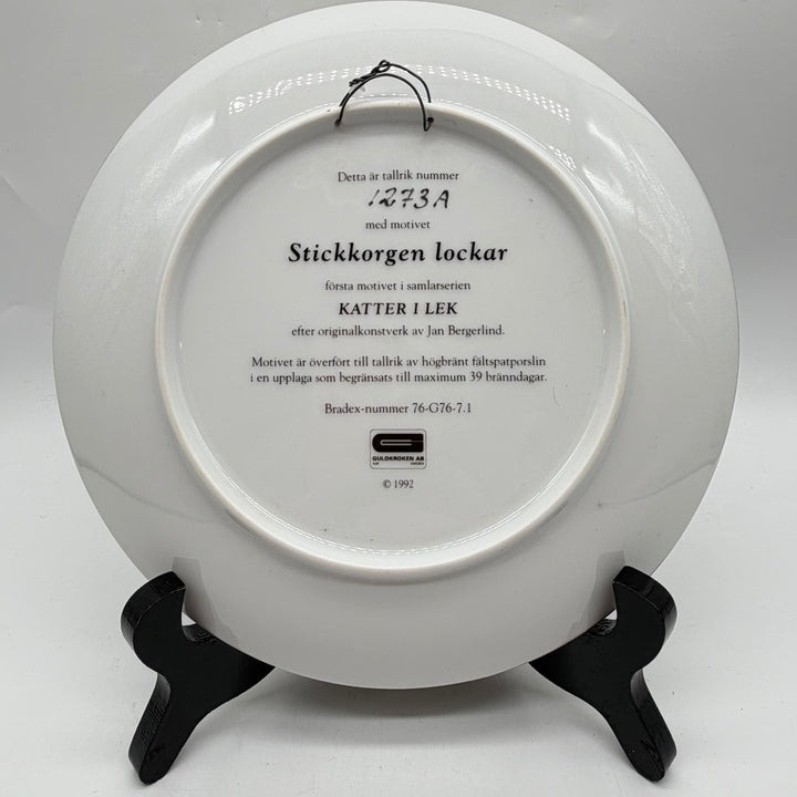 Retro samlartallrik kattmotiv porslin Bradex 1992