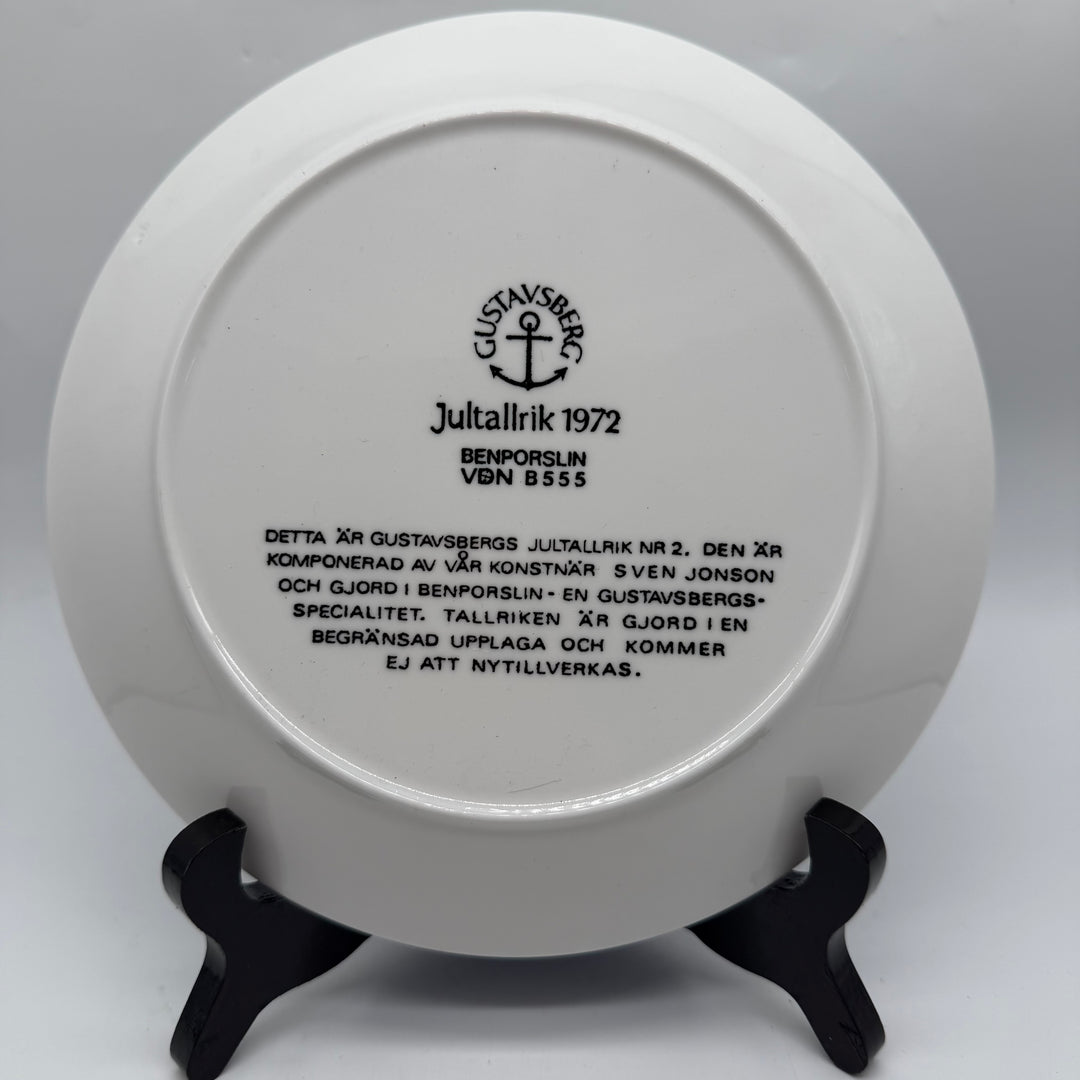 Gustavsberg Jultallrik 1972 Blå Vit Retro